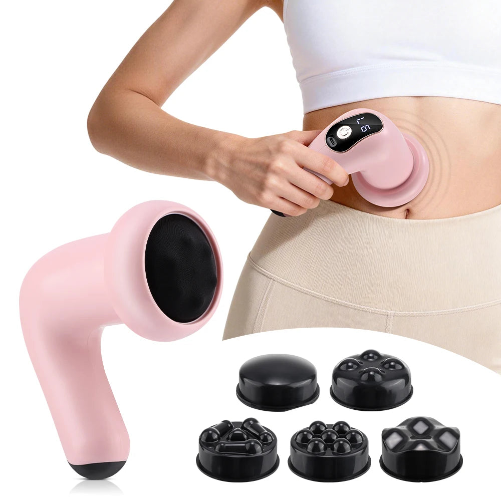 Portable Cordless Body Massaging Wand with 5 Massage Heads