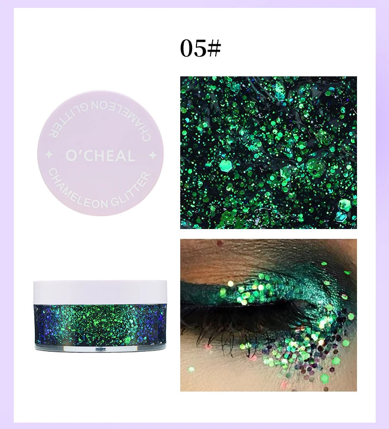 O'CHEAL Chameleon Glitter Gel Body Face and Hair Shimmer Makeup - 15