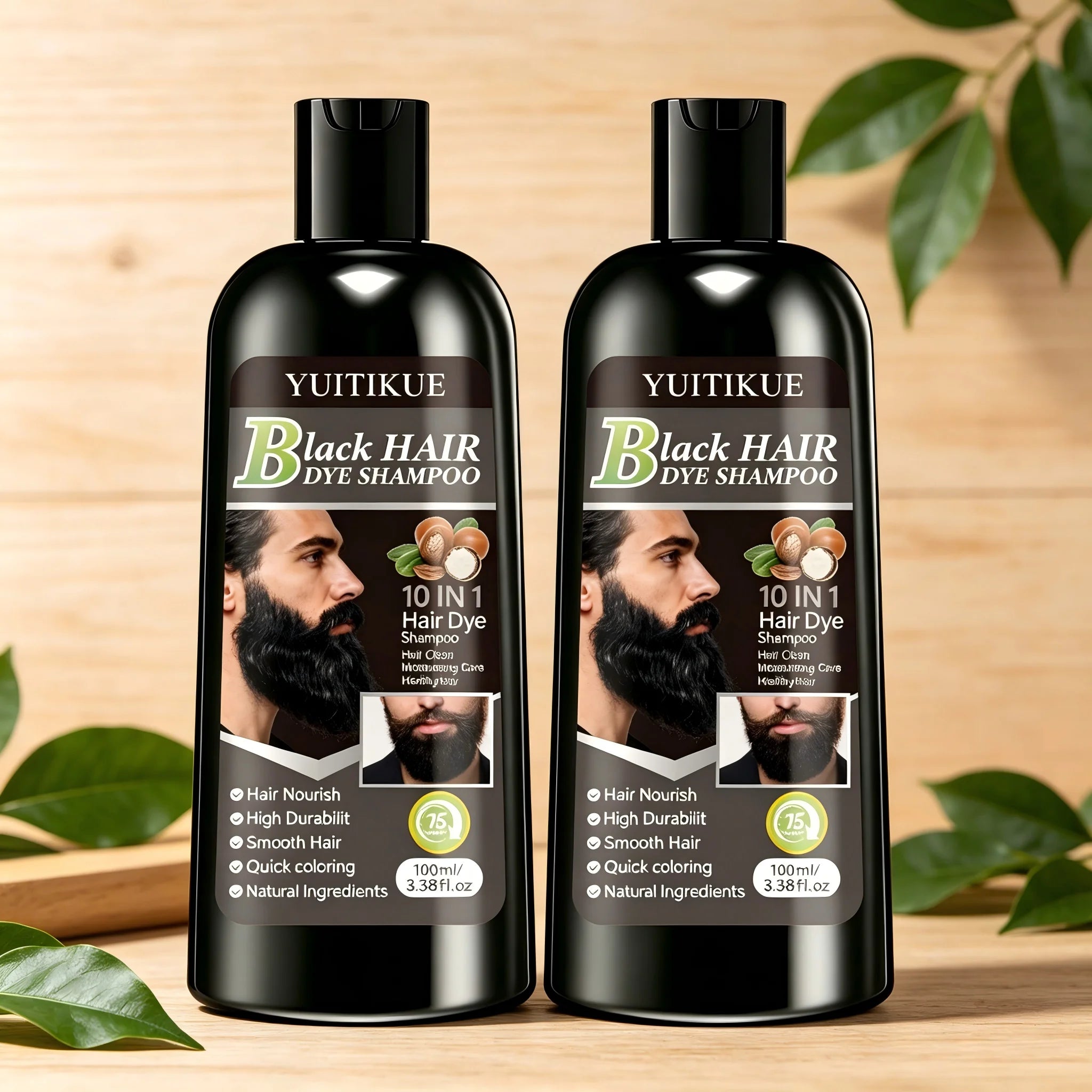 100ml Black Hair Dye Shampoo 10-in-1 Natural Nourishing Coloring
