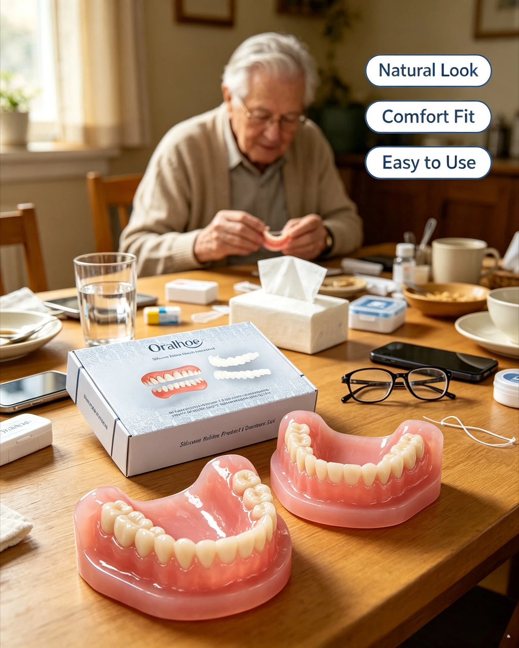 Adjustable Temporary Smile Veneers Set for Upper and Lower Teeth