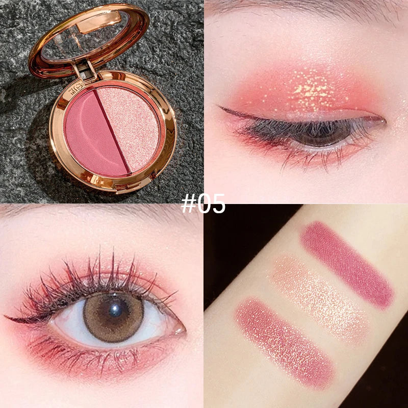 Minsheze Dual Color Eyeshadow Palette Waterproof Glitter Makeup