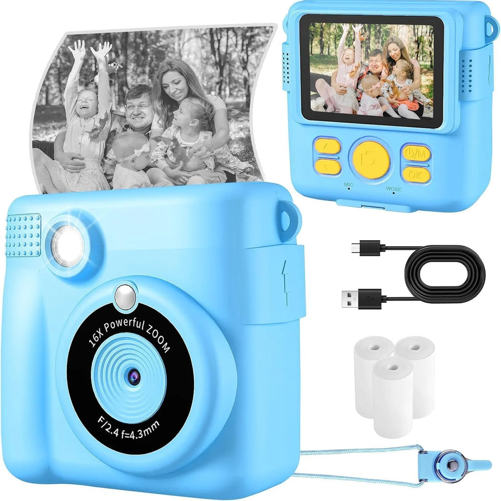 Instant Print Camera for Kids with Video and Digital Zoom