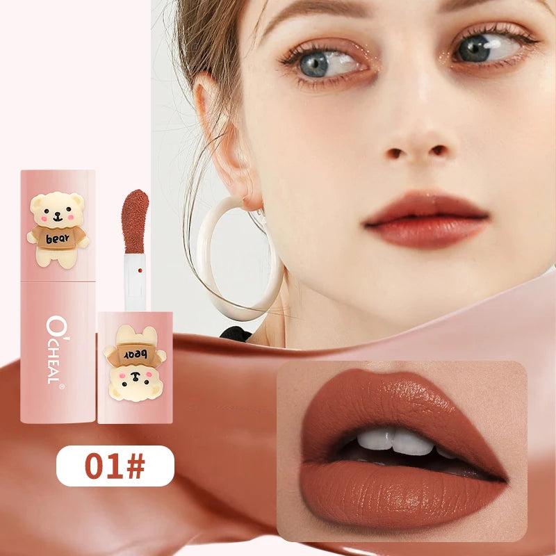 O'CHEAL Teddy Bear Matte Lip Gloss Waterproof Long Lasting Lipstick - 25