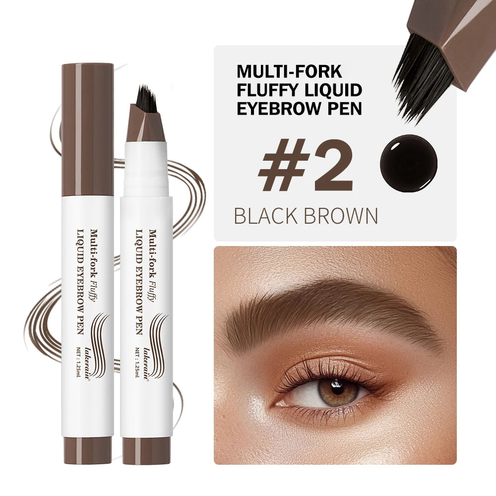 Multi-Fork Liquid Eyebrow Pen for Natural Microblading Effect