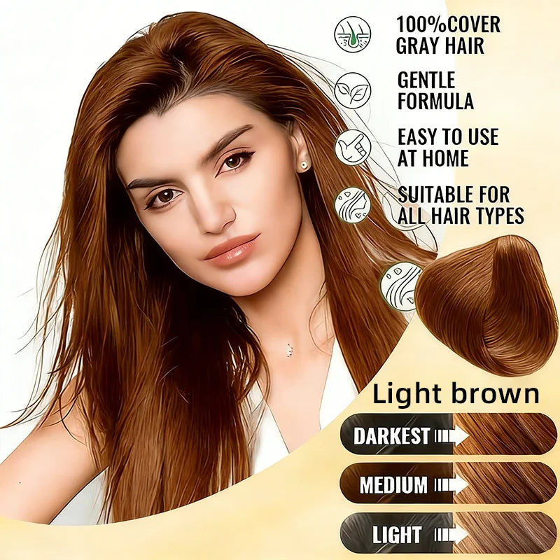 YUITIKUE 3in1 Light Brown Hair Dye Shampoo Gray Coverage Hair Color