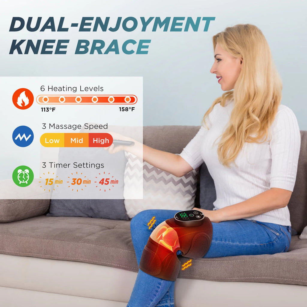 Cordless Heated Vibration Knee Massager Wrap for Joint Pain Relief