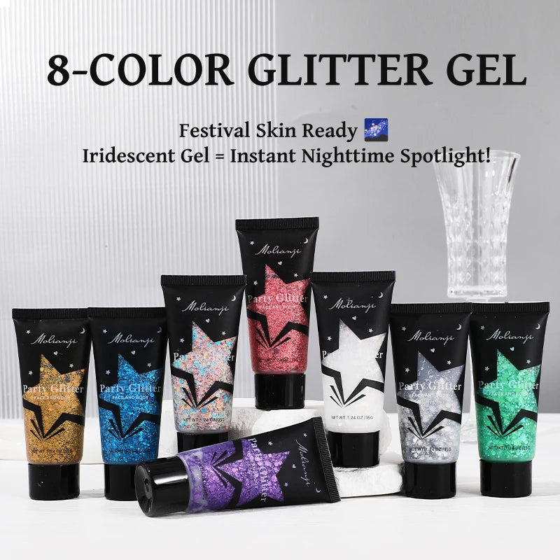 Molianji Glitter Gel Face and Body Shimmer Makeup for Parties - 5