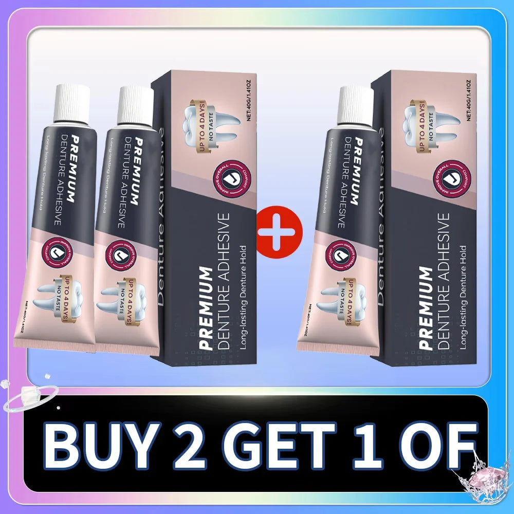 Waterproof Zinc-Free Denture Adhesive Cream for All-Day Hold
