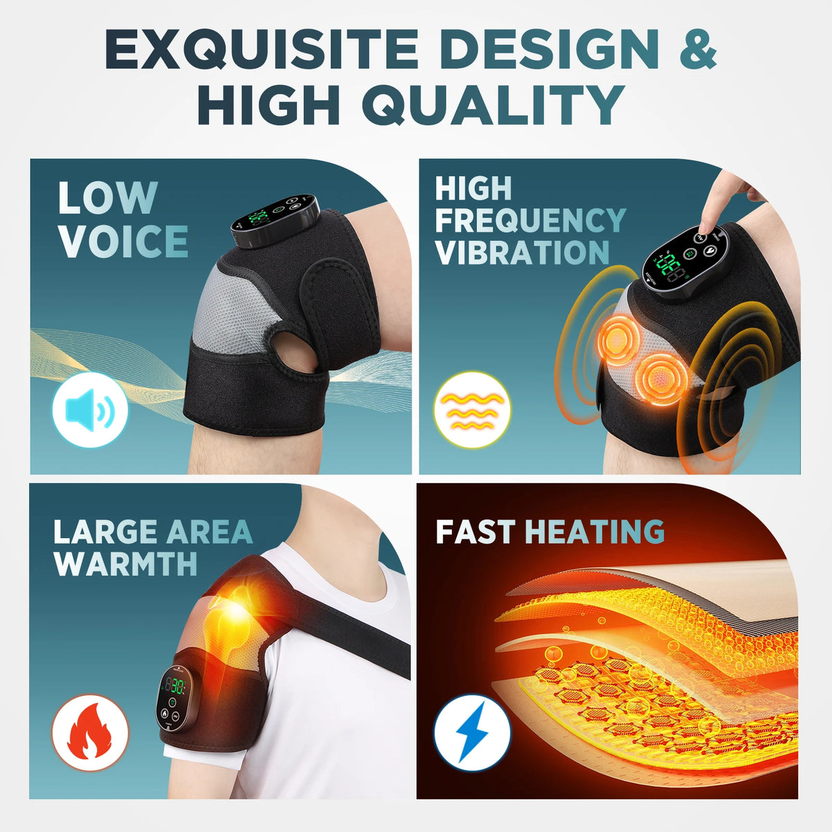 Cordless Heated Vibration Knee Massager Wrap for Joint Pain Relief
