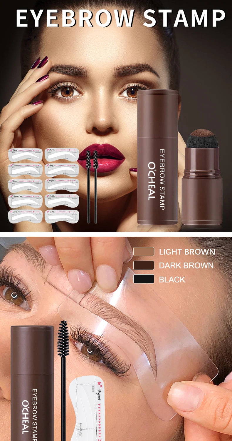 OCHEAL Eyebrow Stamp Kit Waterproof Brow Powder Makeup Stencil Set
