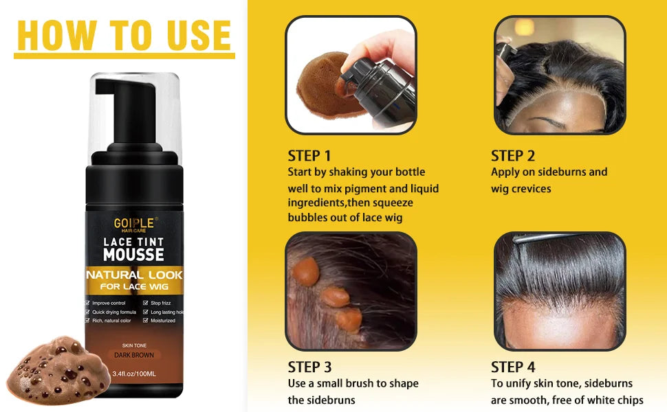 Lace Tint Mousse Wax Stick Edge Control Gel Band and Brush Set