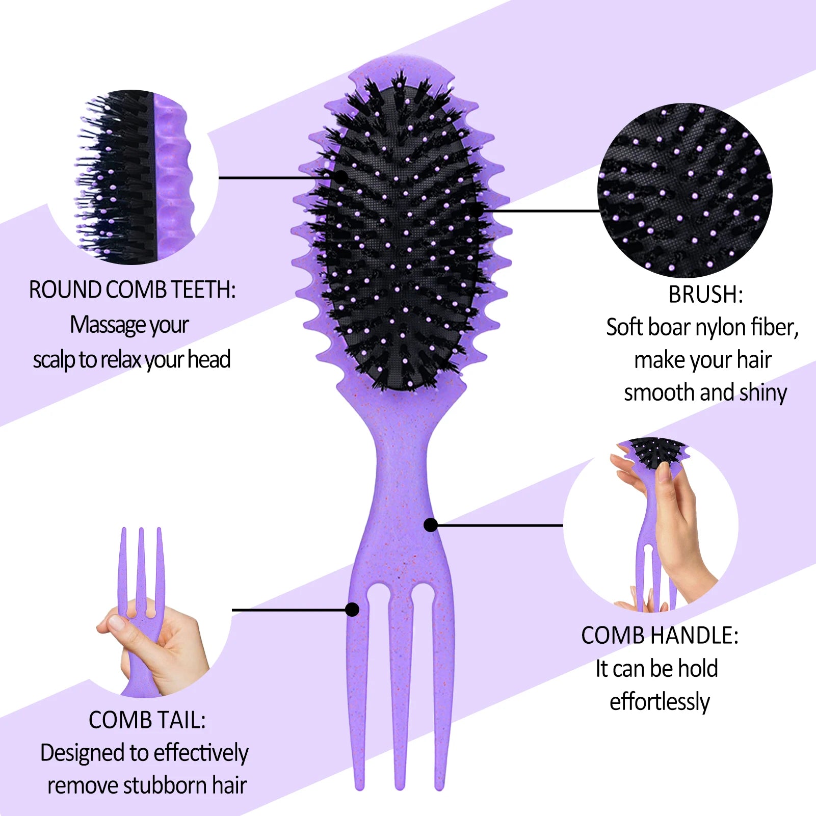 Multifunctional Curly Hair Styling Comb and Scalp Massage Brush - 3