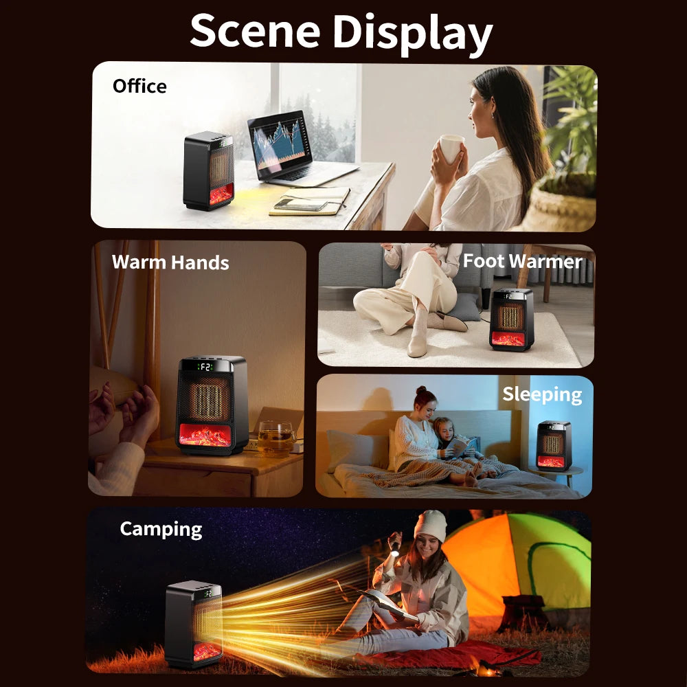 Portable Electric Space Heater with Flame Effect