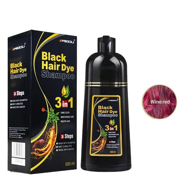 3 in 1 Hair Dye Shampoo 500ml Coloring Conditioner and Repair Treatment