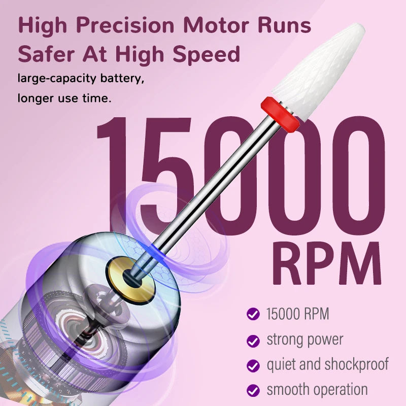 Portable Rechargeable Electric Nail Drill for Manicure and Pedicure