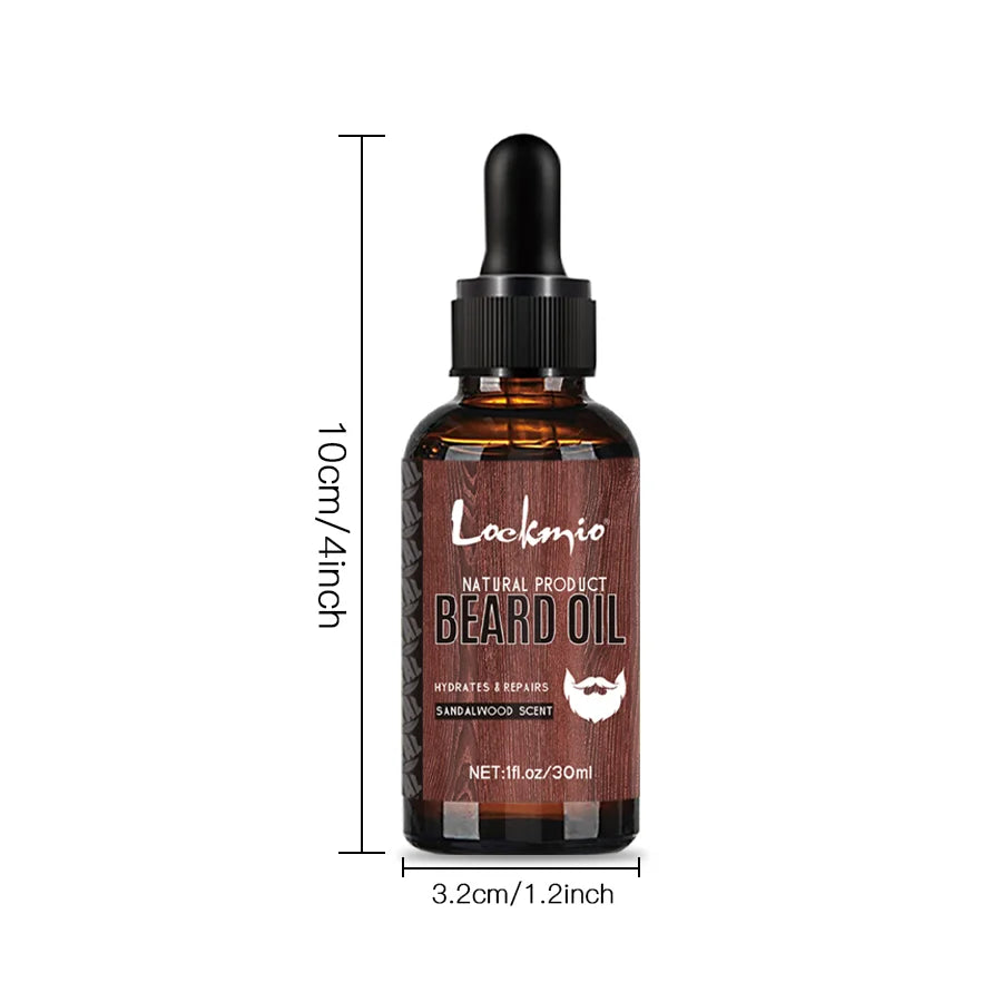 Lockmio Natural Beard Growth Oil Sandalwood Scent Grooming Treatment - 6