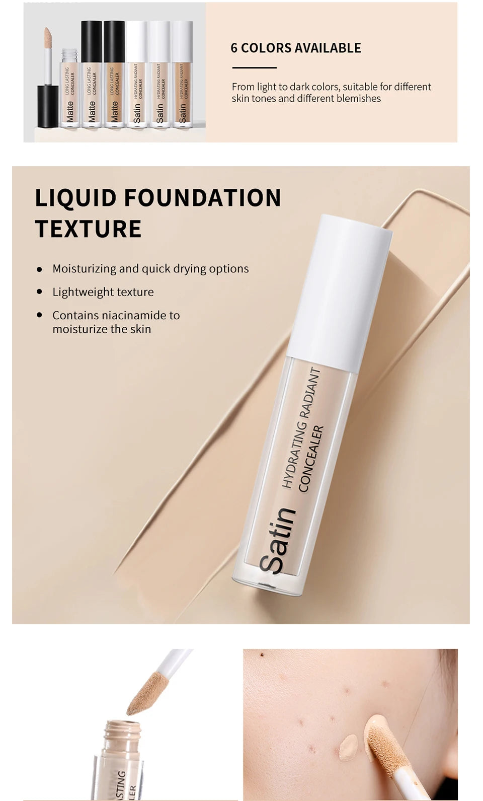 Full Coverage Matte Liquid Concealer for All Skin Types