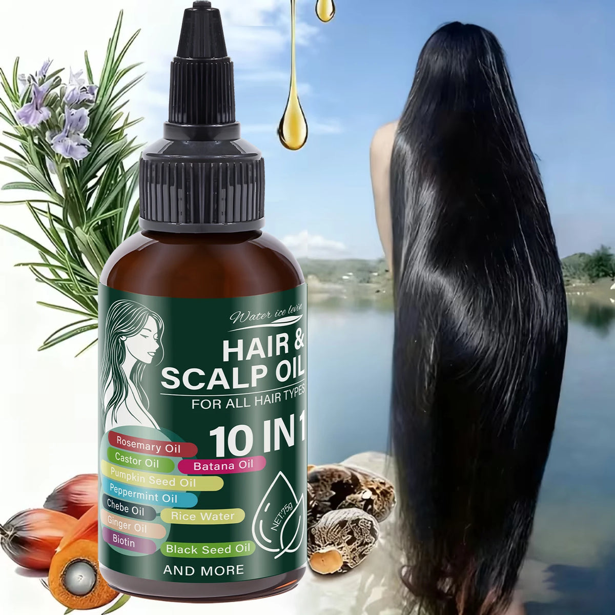 10 in 1 Hair Growth Oil Rosemary and Castor Scalp Treatment