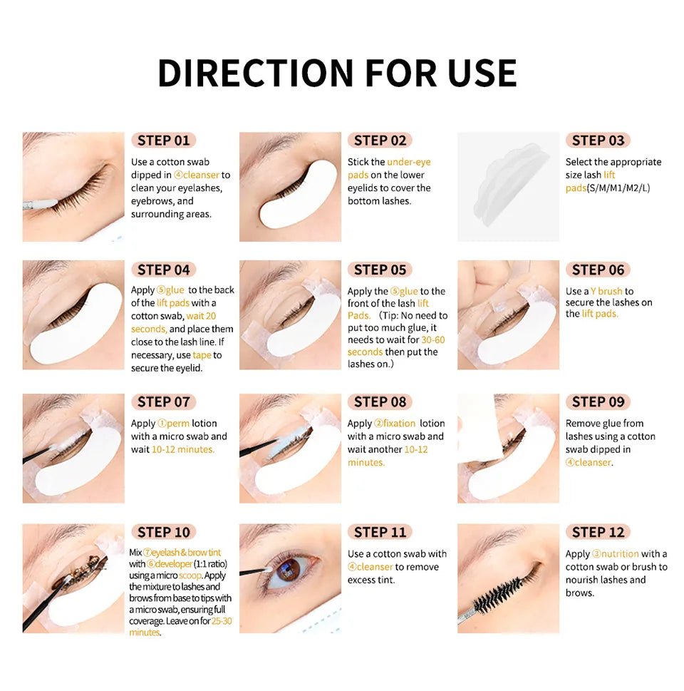 Professional Lash Lift and Brow Tinting Kit for Salon and Home Use