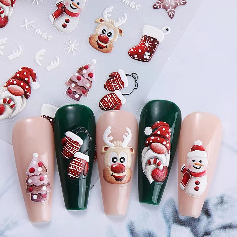 Festive Christmas Cartoon Nail Art Decals - 6
