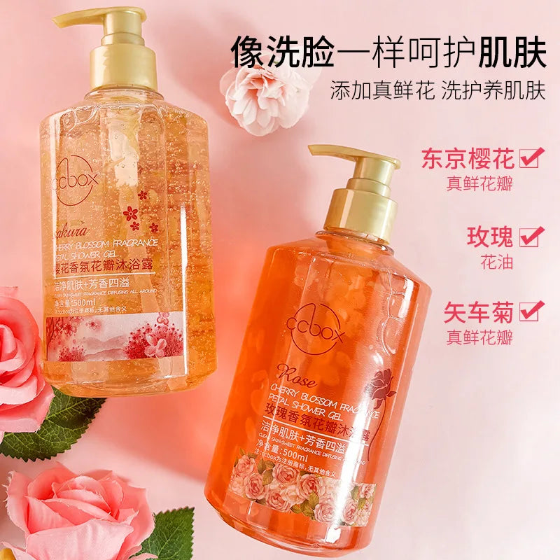 500ml Cherry Blossom Rose Petal Moisturizing Body Wash