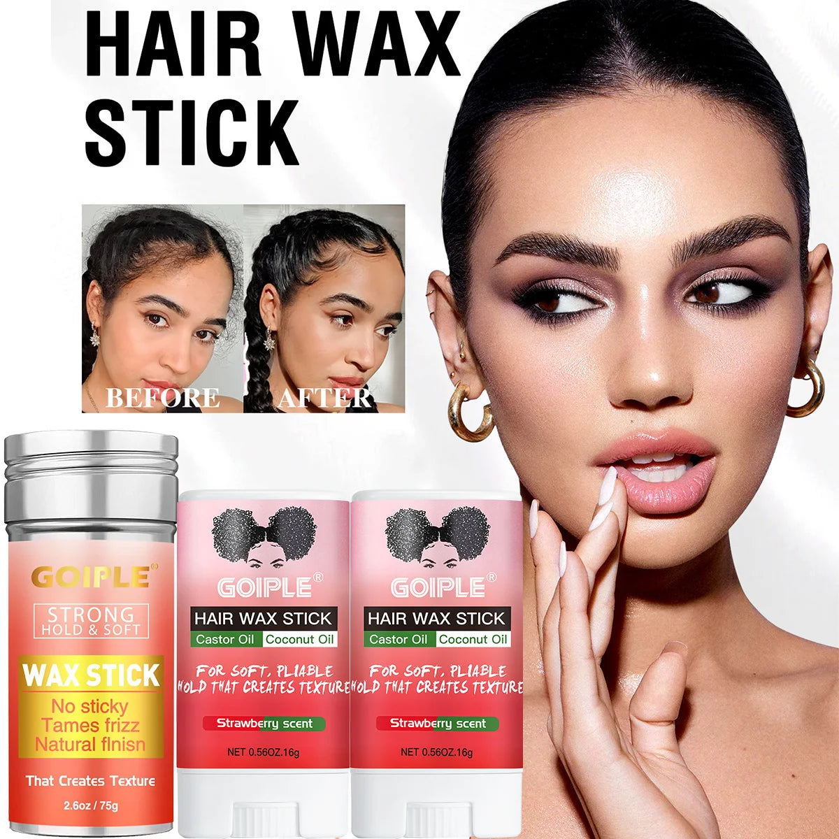 Hair Styling Wax Stick Finishing Pomade for Broken Hair and Flyaways