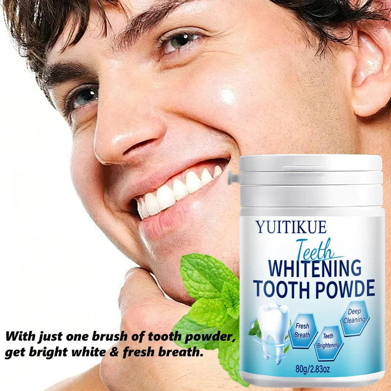 Yuitikue Teeth Whitening Powder Natural Mint Dental Stain Remover 80g