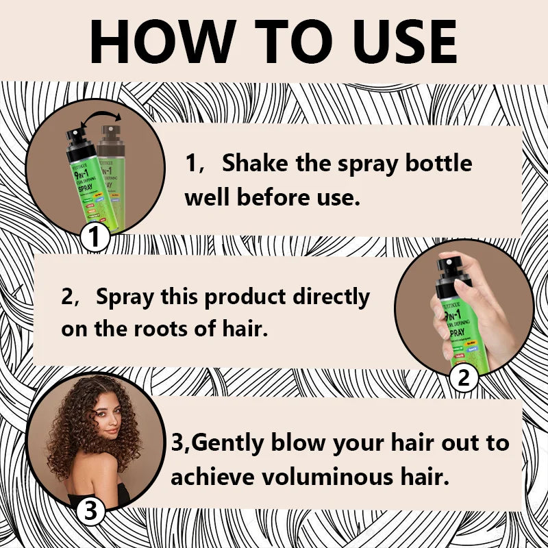 9 in 1 Curl Defining Hair Care Spray with Rosemary and Rice Water 100ml