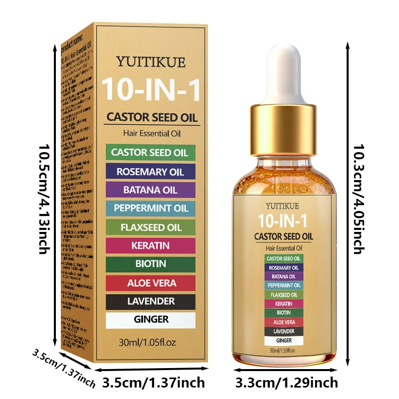 YUITIKUE 10-in-1 Castor Seed Hair Oil Rosemary Biotin Nourishing Serum - 9