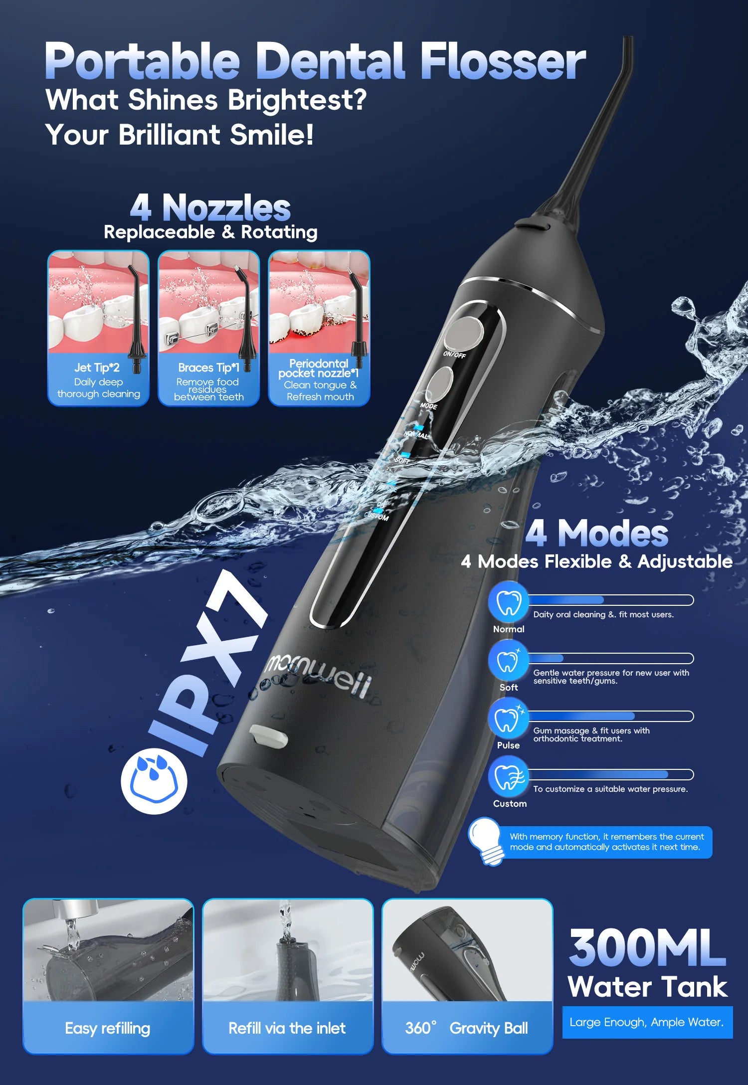 Electric Water Flosser and Toothbrush Set for Oral Care - 10
