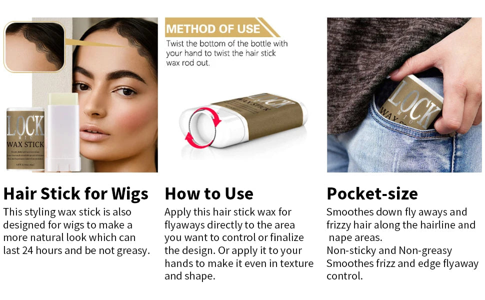 Portable Hair Wax Stick for Frizz Control and Edge Styling - 10