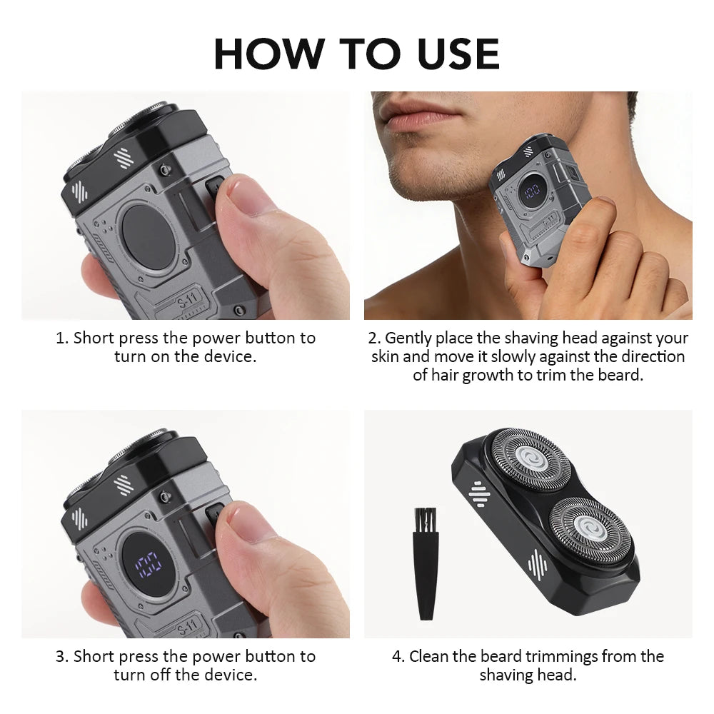 Portable Electric Shaver with LED Display for Wet and Dry Grooming - 26