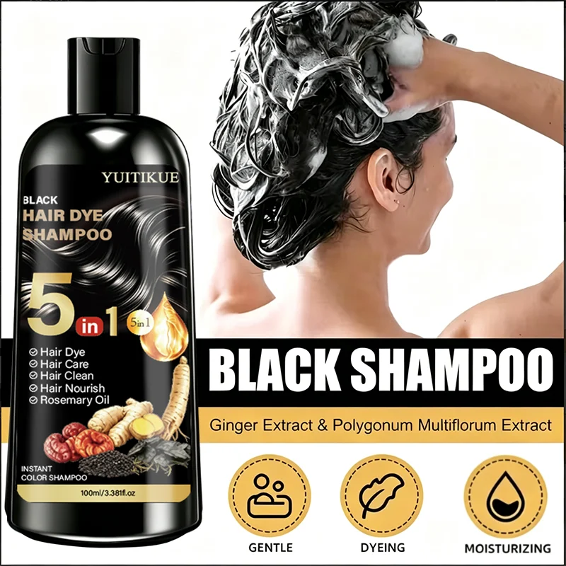5-in-1 Plant Based Hair Coloring Shampoo Gray Hair Coverage 100ml