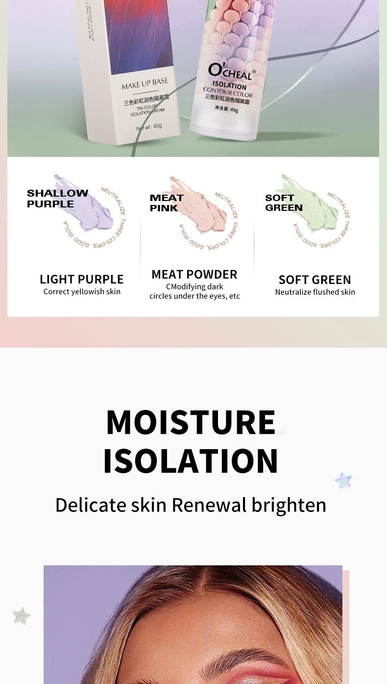 OCHEAL Tri Color Makeup Primer Moisturizing Face Isolation Cream - 8