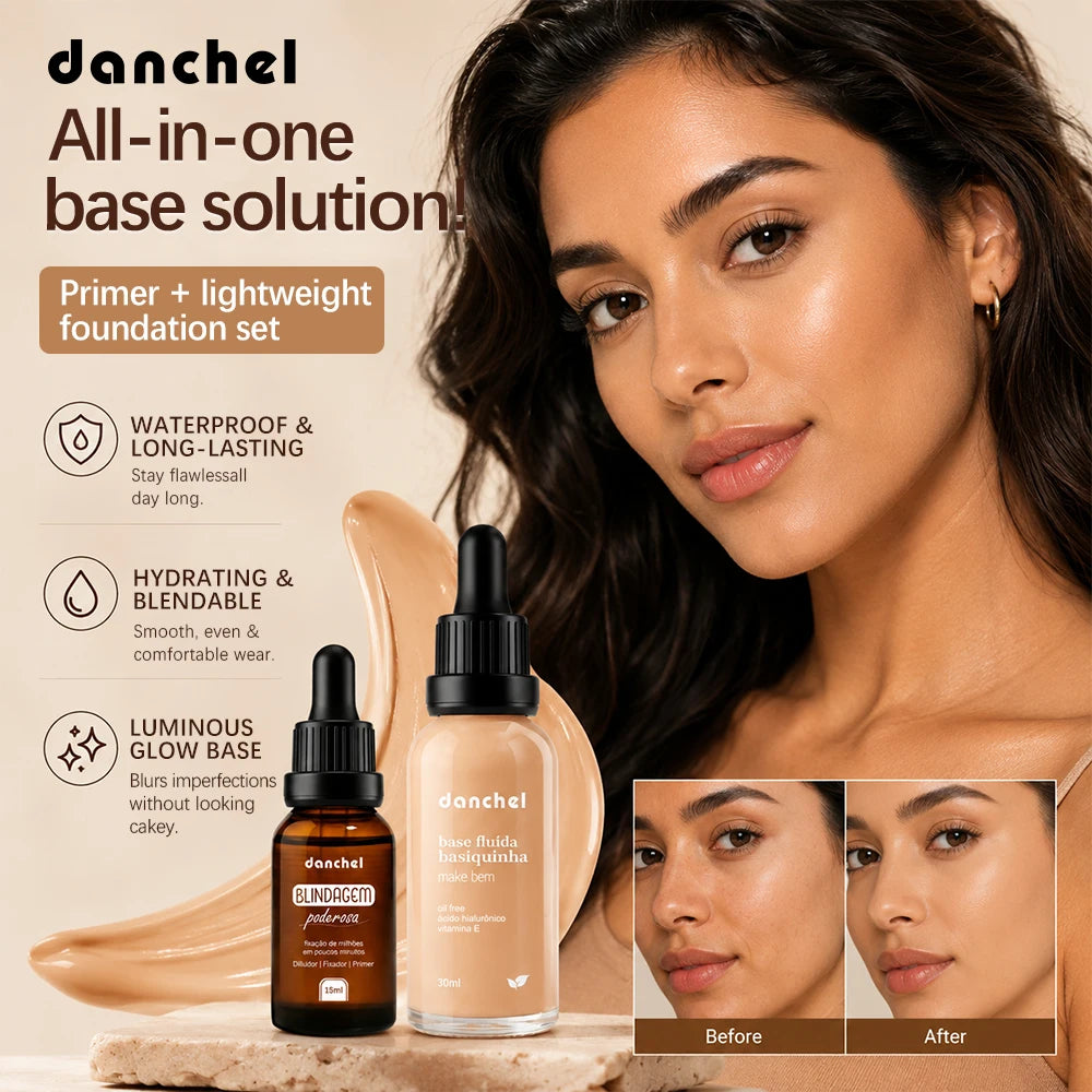 Liquid Foundation and Primer Makeup Set for Long-Lasting Coverage - 2