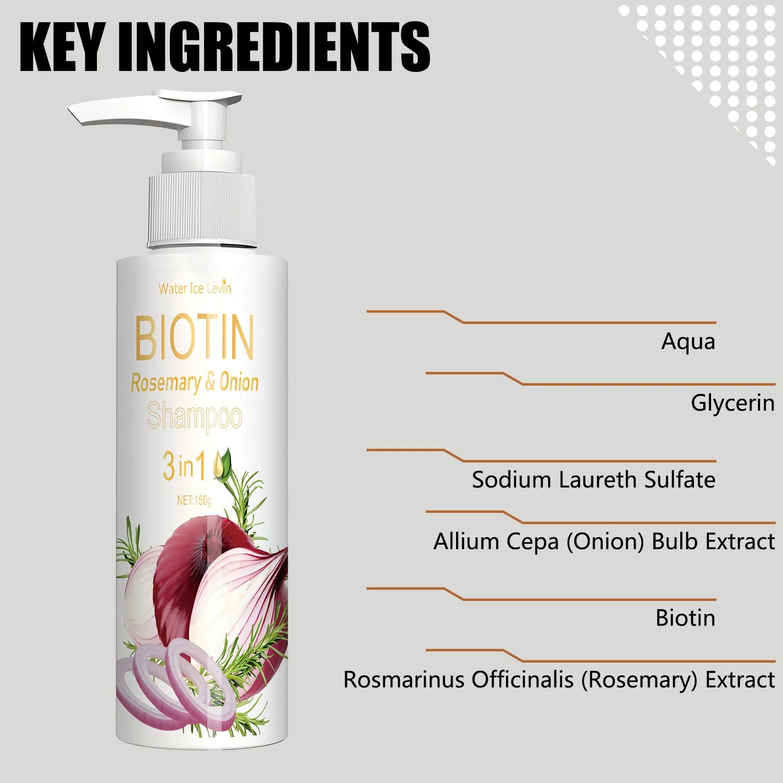 Biotin Rosemary and Onion 3-in-1 Hair Strengthening Shampoo 150g