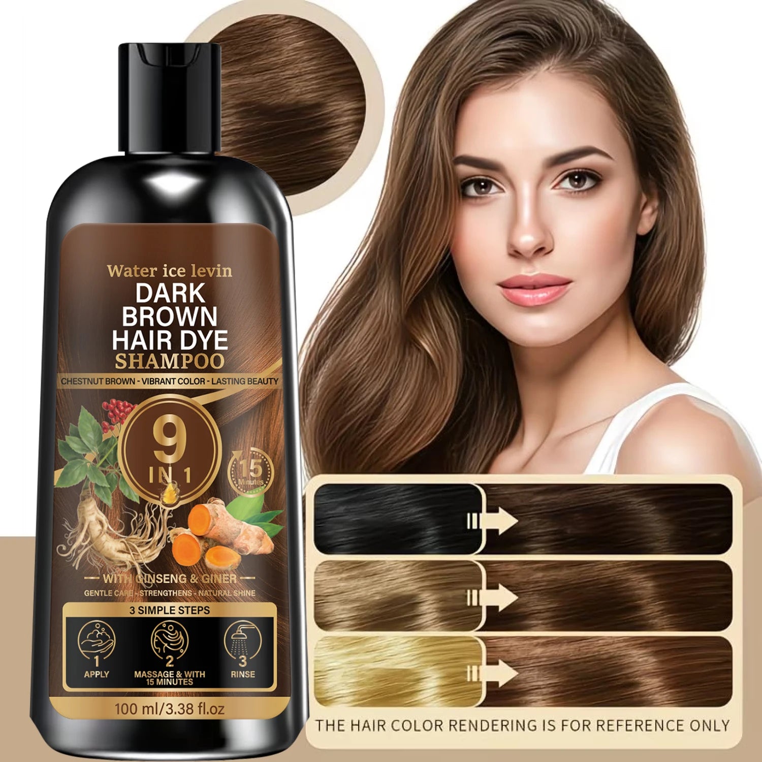 Dark Brown Hair Dye Shampoo with Biotin Keratin and Ginseng 100g - 3