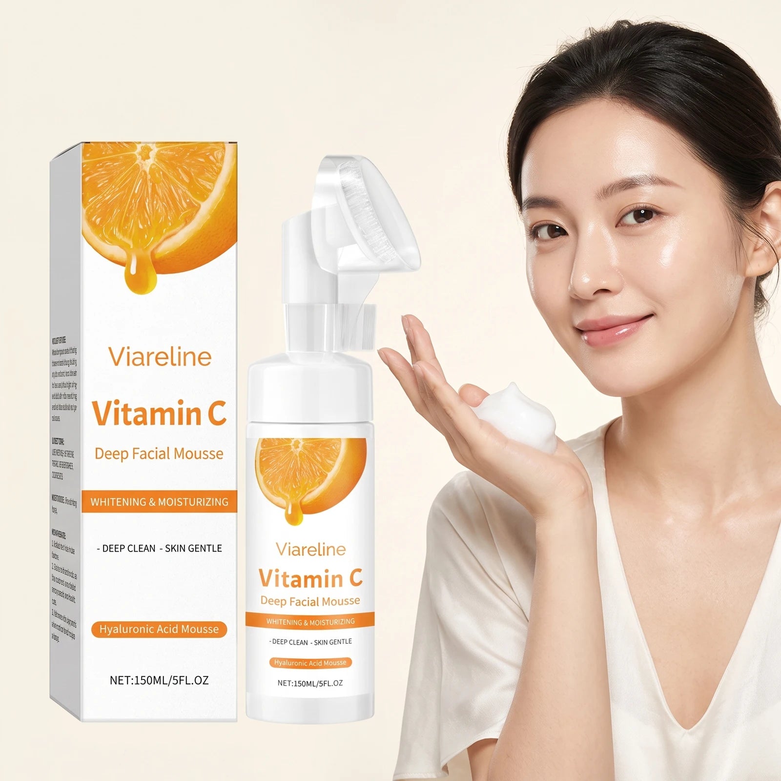 Vitamin C Brightening Facial Cleanser with Exfoliating Brush - 2