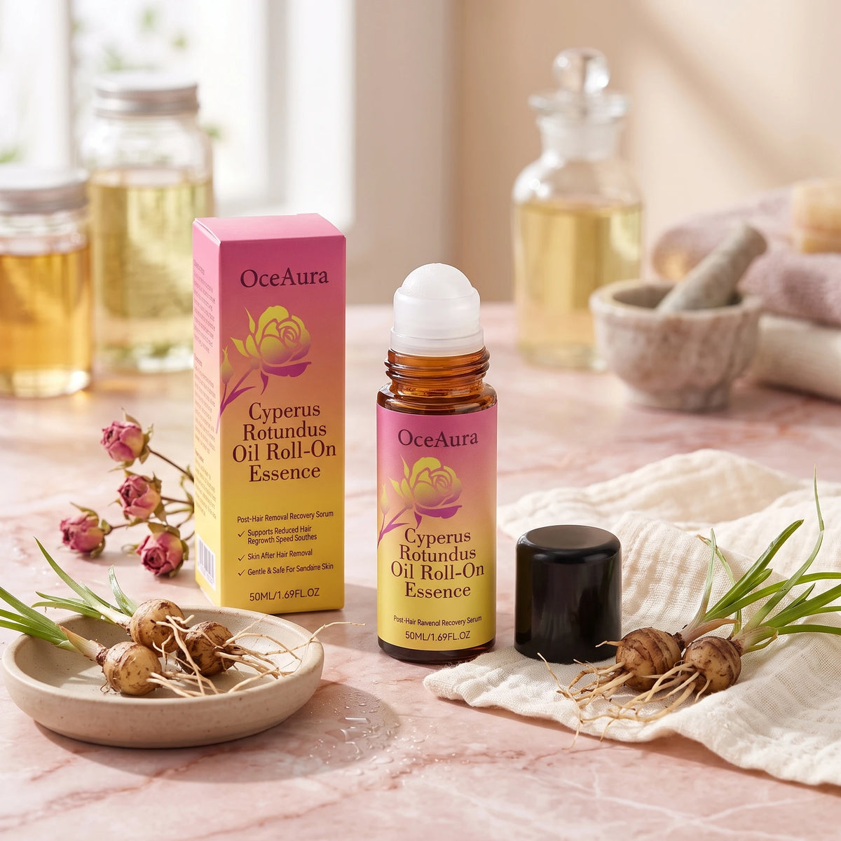 Cyperus Rotundus Roll-On Essence for Post-Hair Removal Skin Soothing