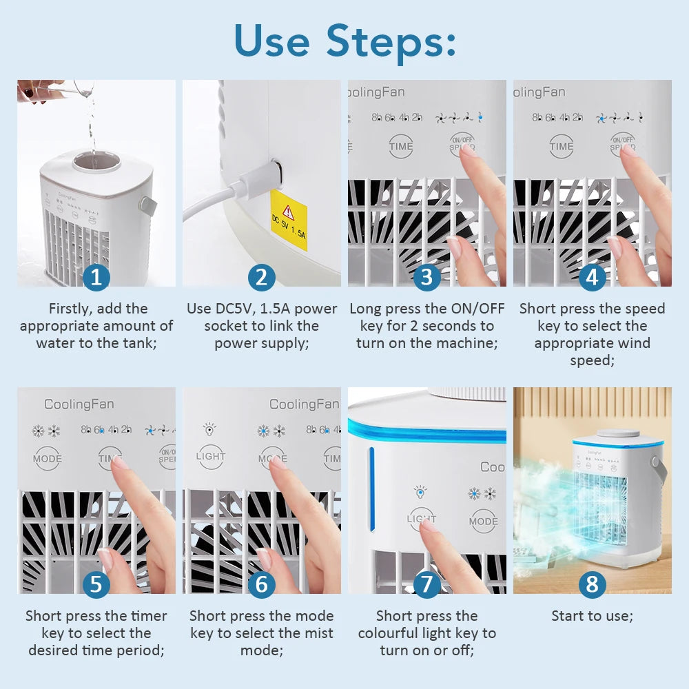 Portable USB Desktop Air Cooler and Humidifier