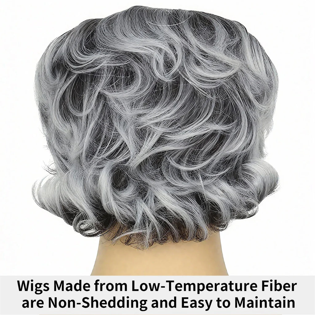Gray Old Man Bald Cap Wig Synthetic Scientist Costume Accessory
