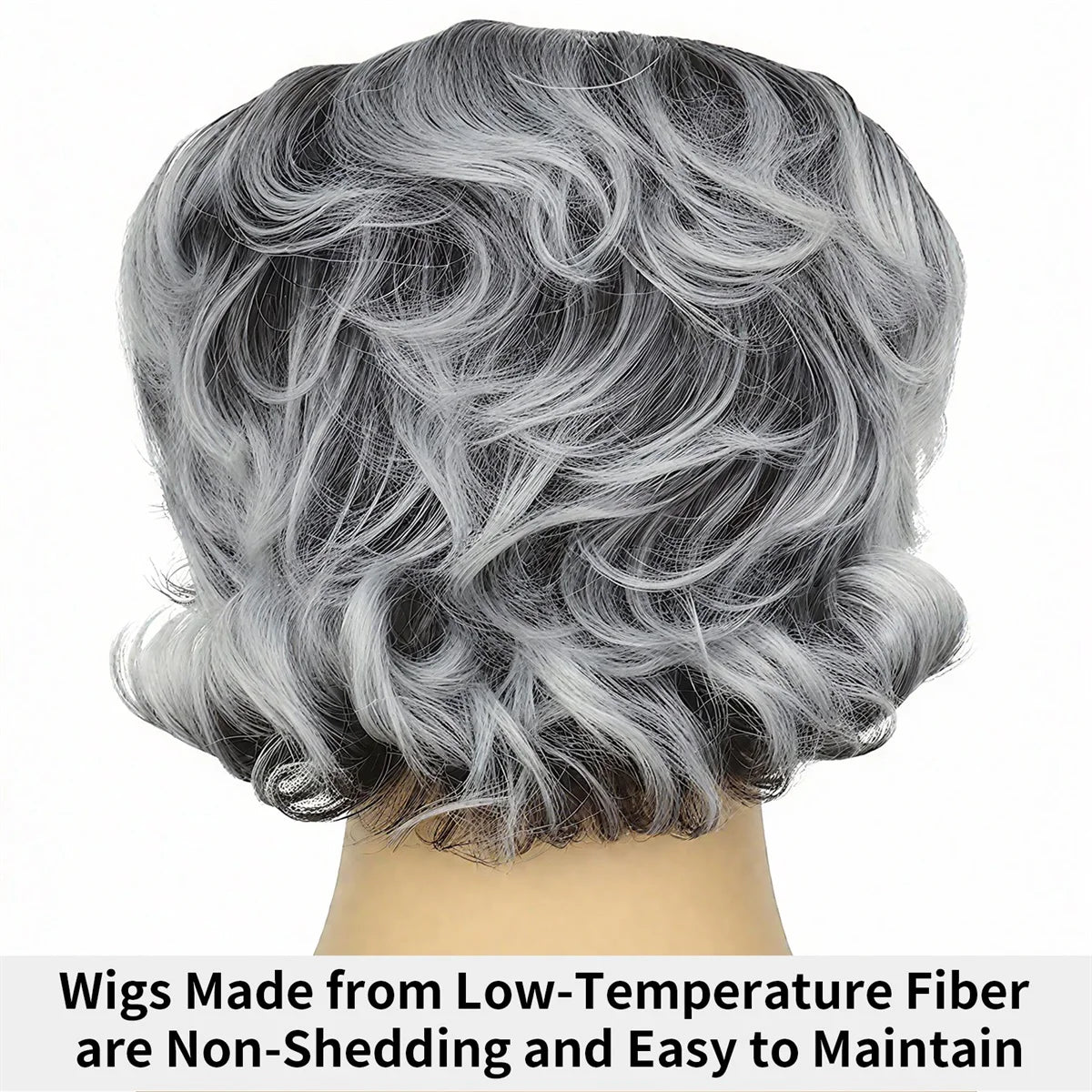 Gray Old Man Bald Cap Wig Synthetic Scientist Costume Accessory