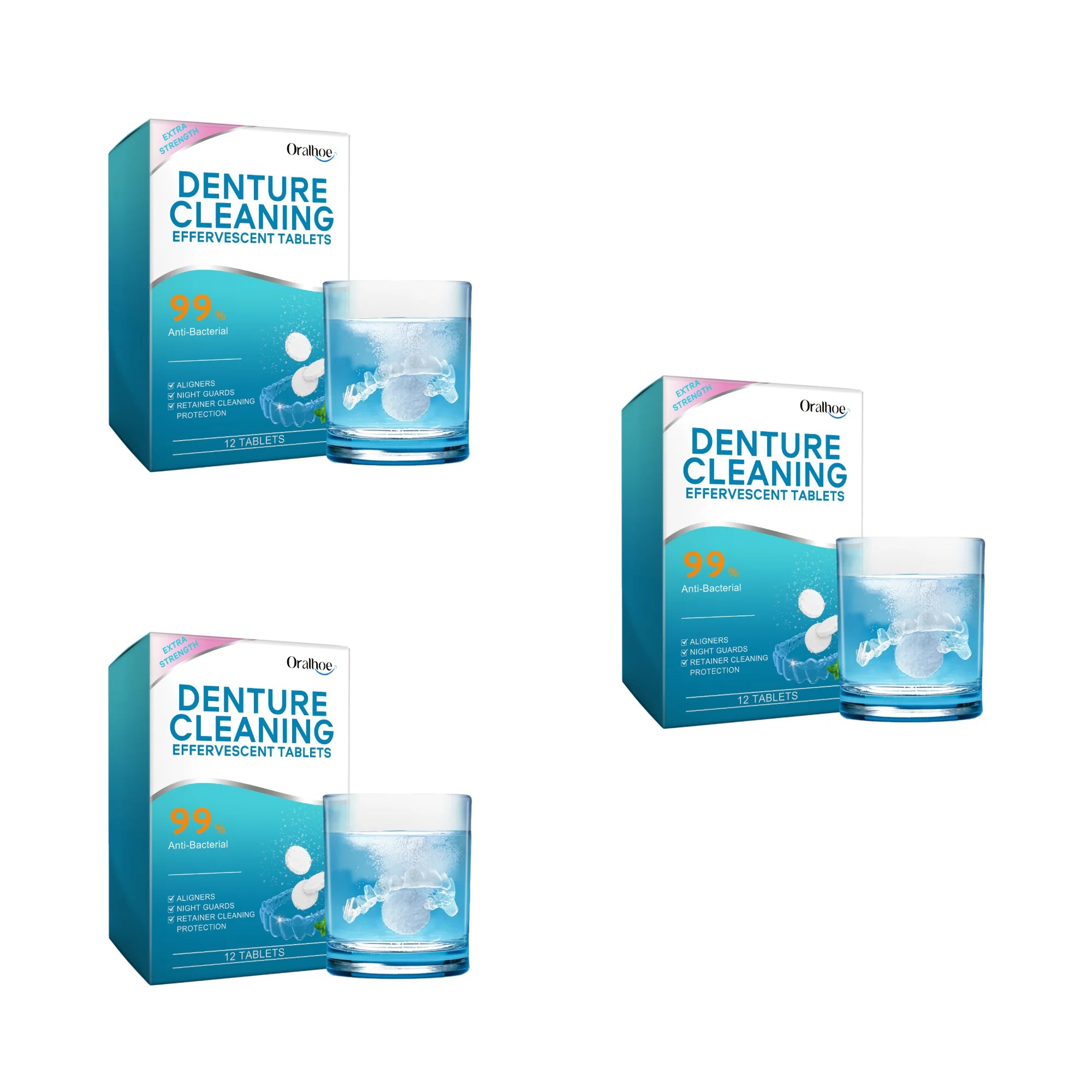 Effervescent Denture Cleaning Tablets for Freshness and Stain Removal - 16