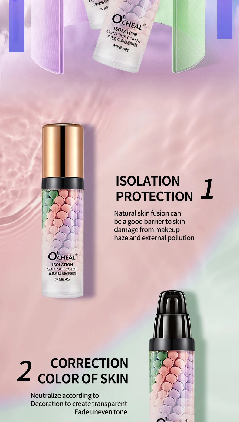 OCHEAL Tri Color Makeup Primer Moisturizing Face Isolation Cream