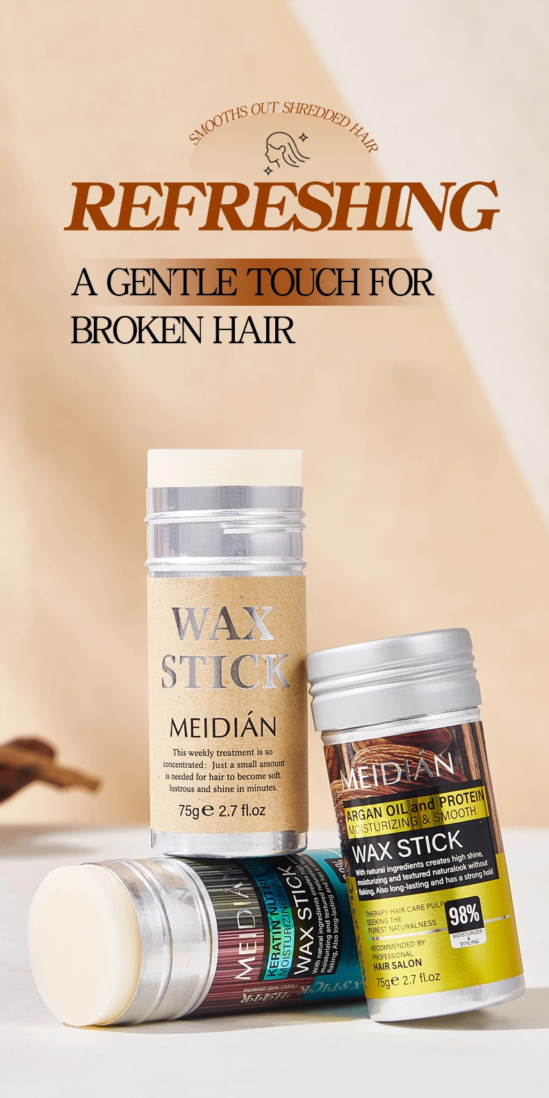 Hair Styling Wax Stick Moisturizing Pomade for All Hair Types