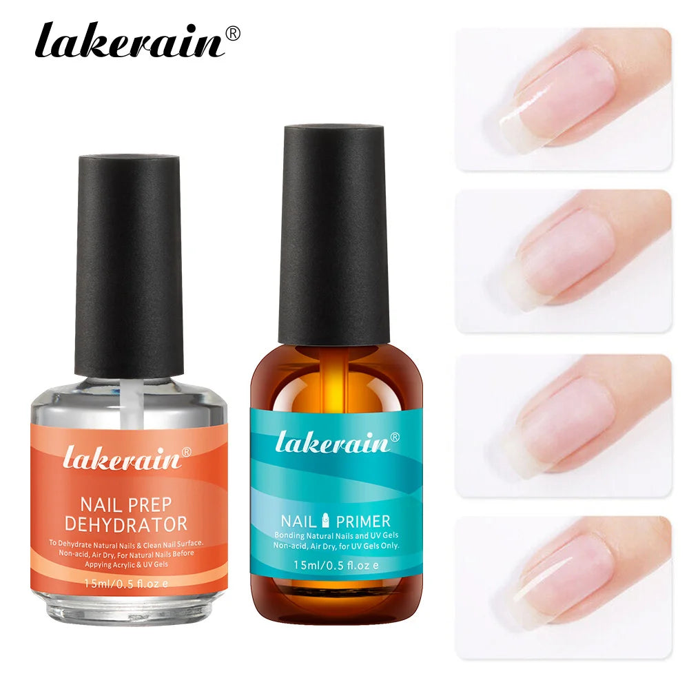 Nail Prep Dehydrator and Primer Set for Long-Lasting Gel Manicure
