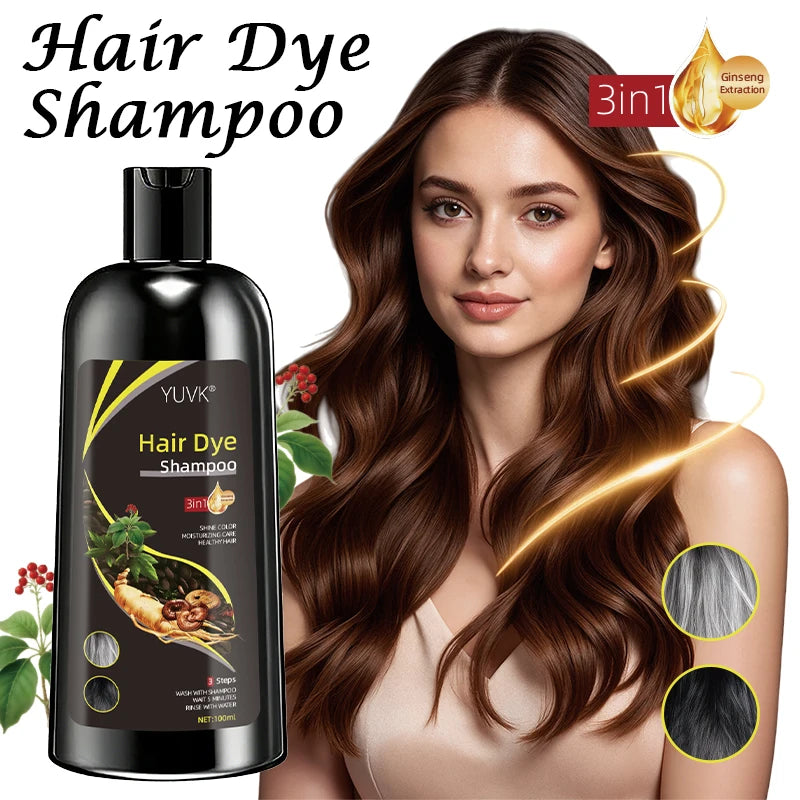 Herbal Hair Dye Shampoo for Gray Hair Coverage 100ml