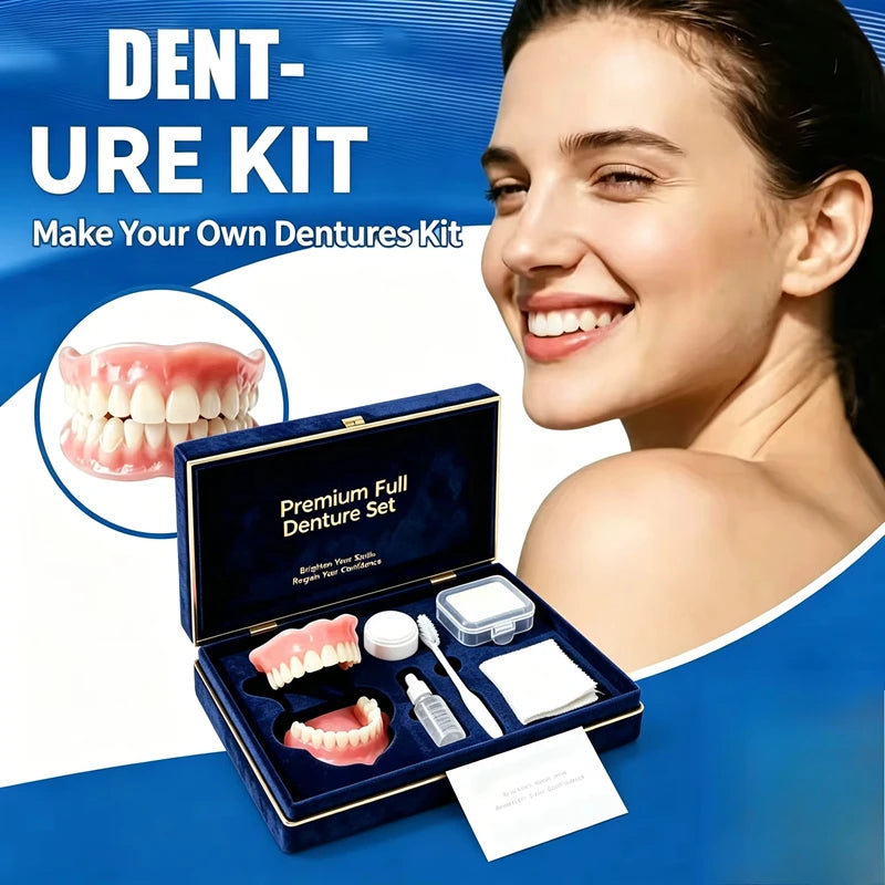 Natural Cosmetic Denture Set with Cleaning Kit - 3