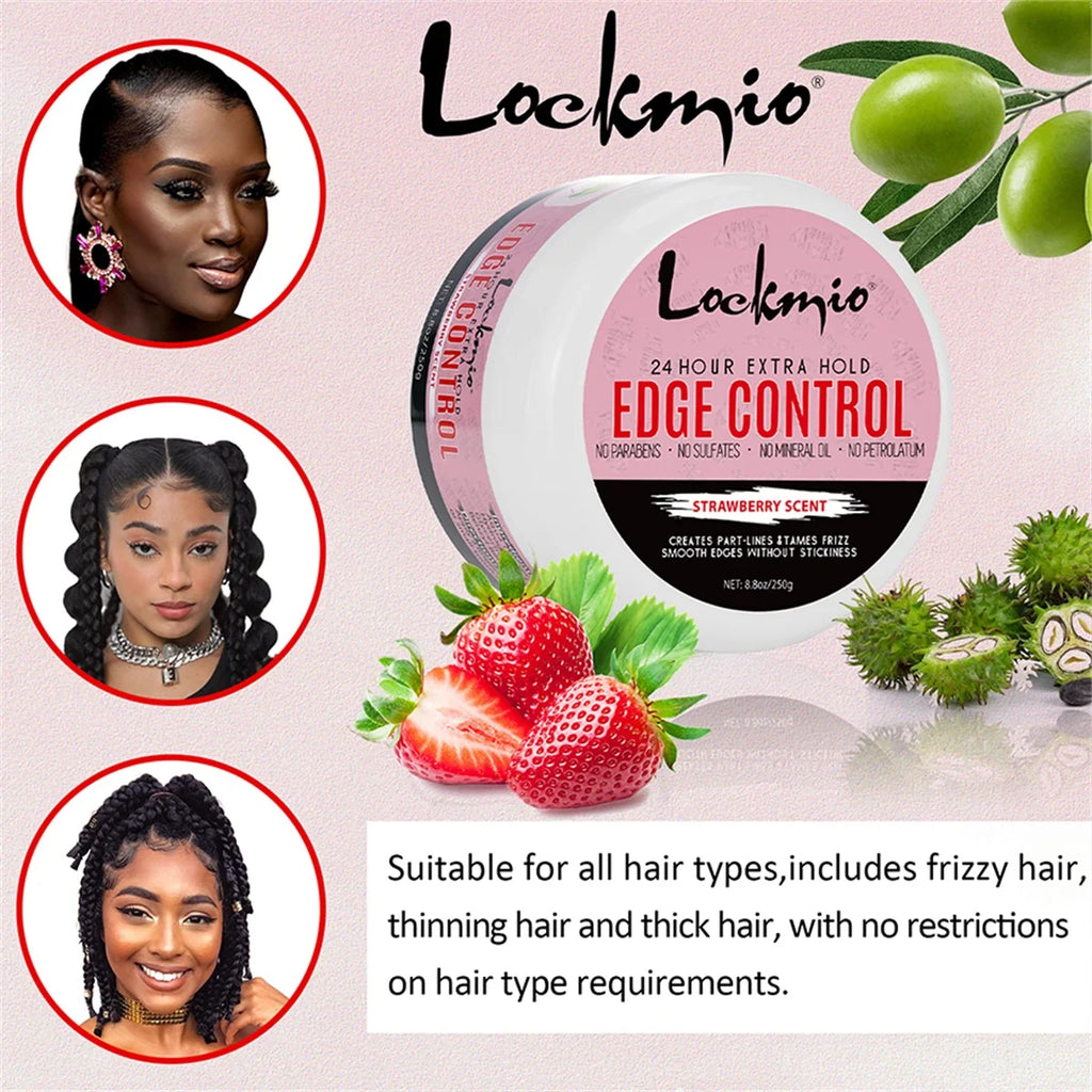 Lockmio Edge Control Wax 250g Hair Pomade Gel with Brush and Band