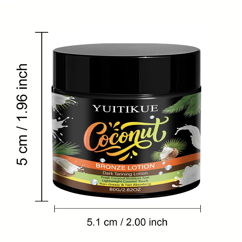 YUITIKUE Coconut Bronze Lotion Dark Tanning Cream Sunless Glow 80g